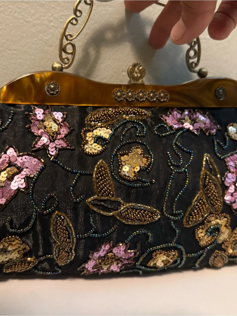 Vintage Beaded-Sequence Evening Clutch Bag - Picture 8 of 8